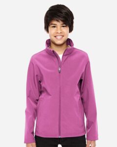 Team 365 TT80Y Youth Leader Soft Shell Jacket – Sport Charity Pink (on model)