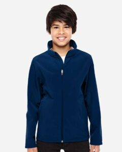 Team 365 TT80Y Youth Leader Soft Shell Jacket – Sport Dark Navy (on model)