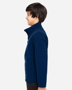 Team 365 TT80Y Youth Leader Soft Shell Jacket – Sport Dark Navy (on model side)