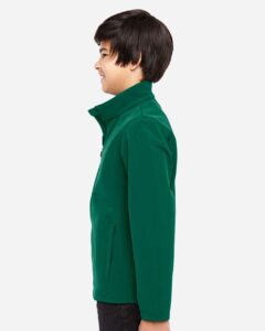 Team 365 TT80Y Youth Leader Soft Shell Jacket – Sport Forest (on model side)