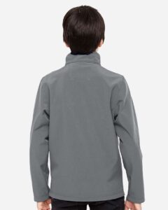 Team 365 TT80Y Youth Leader Soft Shell Jacket – Sport Graphite (on model back)