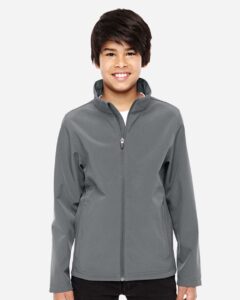 Team 365 TT80Y Youth Leader Soft Shell Jacket – Sport Graphite (on model)