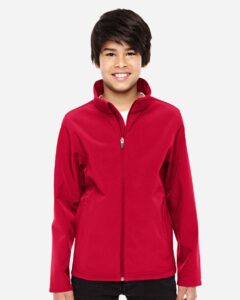 Team 365 TT80Y Youth Leader Soft Shell Jacket – Sport Red (on model)