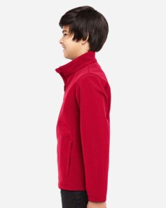 Team 365 TT80Y Youth Leader Soft Shell Jacket – Sport Red (on model side)