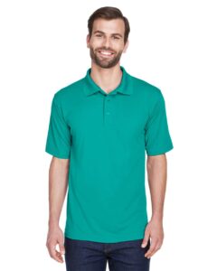 UltraClub 8210 Men’s Cool & Dry Mesh Piqué Polo – Jade (on model)