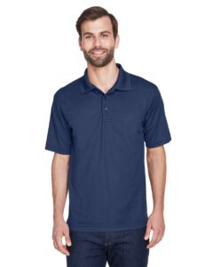 UltraClub 8210 Men’s Cool & Dry Mesh Piqué Polo – Navy (on model)