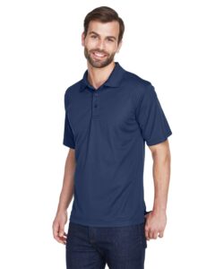 UltraClub 8210 Men’s Cool & Dry Mesh Piqué Polo – Navy (on model side)