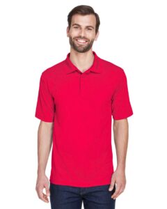 UltraClub 8210 Men’s Cool & Dry Mesh Piqué Polo – Red (on model)