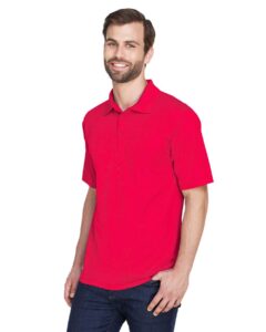 UltraClub 8210 Men’s Cool & Dry Mesh Piqué Polo – Red (on model side)
