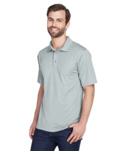 UltraClub 8210 Men’s Cool & Dry Mesh Piqué Polo – Silver (on model side)