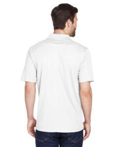 UltraClub 8210 Men’s Cool & Dry Mesh Piqué Polo – White (on model back)