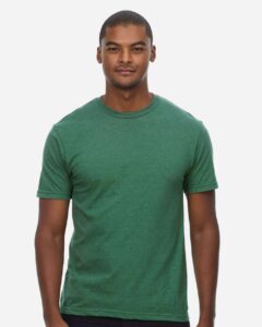 Threadfast Apparel T1001 Unisex Epic CVC T-Shirt – Heather Kelly Green (on model)