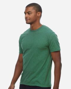 Threadfast Apparel T1001 Unisex Epic CVC T-Shirt – Heather Kelly Green (on model side)