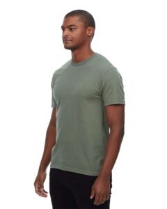 Threadfast Apparel T1001 Unisex Epic CVC T-Shirt – Heather Military Green (on model side)