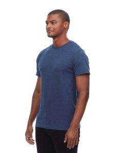 Threadfast Apparel T1001 Unisex Epic CVC T-Shirt – Heather Navy (on model side)