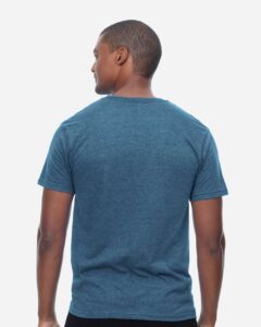 Threadfast Apparel T1001 Unisex Epic CVC T-Shirt – Heather Steel Blue (on model back)