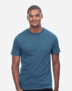 Threadfast Apparel T1001 Unisex Epic CVC T-Shirt – Heather Steel Blue (on model)