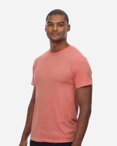 Threadfast Apparel T1001 Unisex Epic CVC T-Shirt – Heather Sunset (on model side)