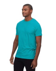Threadfast Apparel T1001 Unisex Epic CVC T-Shirt – Heather Teal (on model side)