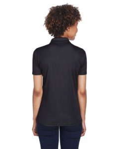 UltraClub 8210L Women’s Cool & Dry Mesh Piqué Polo – Black (on model back)