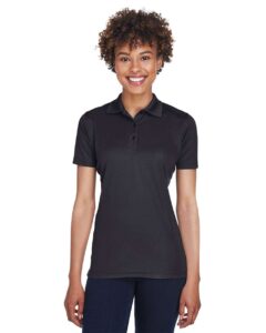 UltraClub 8210L Women’s Cool & Dry Mesh Piqué Polo – Black (on model)