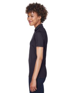 UltraClub 8210L Women’s Cool & Dry Mesh Piqué Polo – Black (on model side)