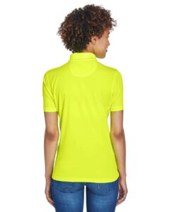 UltraClub 8210L Women’s Cool & Dry Mesh Piqué Polo – Bright Yellow (on model back)