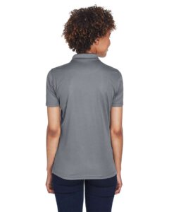 UltraClub 8210L Women’s Cool & Dry Mesh Piqué Polo – Charcoal (on model back)