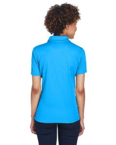 UltraClub 8210L Women’s Cool & Dry Mesh Piqué Polo – Coast (on model back)