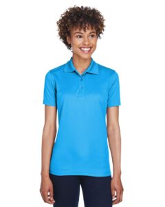 UltraClub 8210L Women’s Cool & Dry Mesh Piqué Polo – Coast (on model)