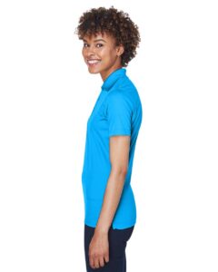 UltraClub 8210L Women’s Cool & Dry Mesh Piqué Polo – Coast (on model side)