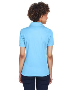 UltraClub 8210L Women’s Cool & Dry Mesh Piqué Polo – Columbia Blue (on model back)