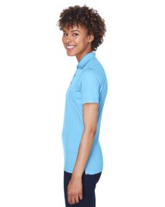 UltraClub 8210L Women’s Cool & Dry Mesh Piqué Polo – Columbia Blue (on model side)