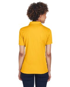 UltraClub 8210L Women’s Cool & Dry Mesh Piqué Polo – Gold (on model back)