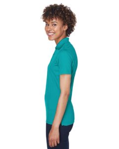 UltraClub 8210L Women’s Cool & Dry Mesh Piqué Polo – Jade (on model side)