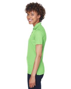 UltraClub 8210L Women’s Cool & Dry Mesh Piqué Polo – Light Green (on model side)