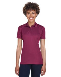 UltraClub 8210L Women’s Cool & Dry Mesh Piqué Polo – Maroon (on model)