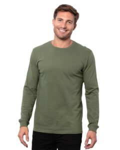 Threadfast Apparel T3000 Unisex Epic Long Sleeve T-Shirt – Military Green (on model)