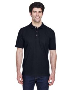 UltraClub 8535 Men’s Classic Piqué Polo – Black (on model)