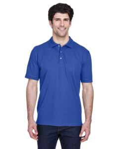 UltraClub 8535 Men’s Classic Piqué Polo – Royal (on model)