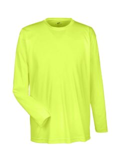 UltraClub 8422 Men’s Cool & Dry Sport Long Sleeve Performance Interlock T-Shirt – Bright Yellow