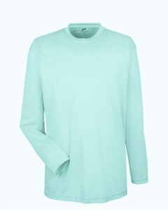 UltraClub 8422 Men’s Cool & Dry Sport Long Sleeve Performance Interlock T-Shirt – Sea Frost