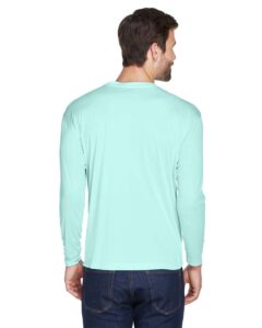 UltraClub 8422 Men’s Cool & Dry Sport Long Sleeve Performance Interlock T-Shirt – Sea Frost (on model back)