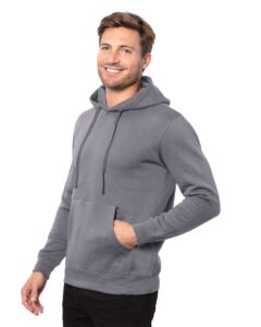 Threadfast Apparel T2000 Unisex Epic Fleece Pullover Hooded Sweatshirt – Charcoal (on model side)