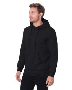 Threadfast Apparel T2000 Unisex Epic Fleece Pullover Hooded Sweatshirt – Heather Black (on model side)