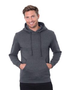 Threadfast Apparel T2000 Unisex Epic Fleece Pullover Hooded Sweatshirt – Heather Dark Grey (on model)