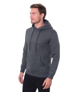 Threadfast Apparel T2000 Unisex Epic Fleece Pullover Hooded Sweatshirt – Heather Dark Grey (on model side)