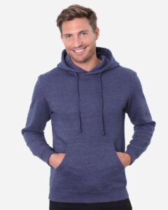 Threadfast Apparel T2000 Unisex Epic Fleece Pullover Hooded Sweatshirt – Heather Navy (on model)