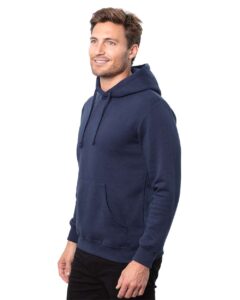Threadfast Apparel T2000 Unisex Epic Fleece Pullover Hooded Sweatshirt – Navy (on model side)