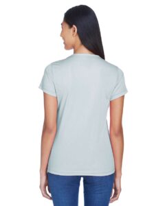 UltraClub 8420L Women’s Cool & Dry Sport Performance Interlock T-shirt – Grey (on model back)
